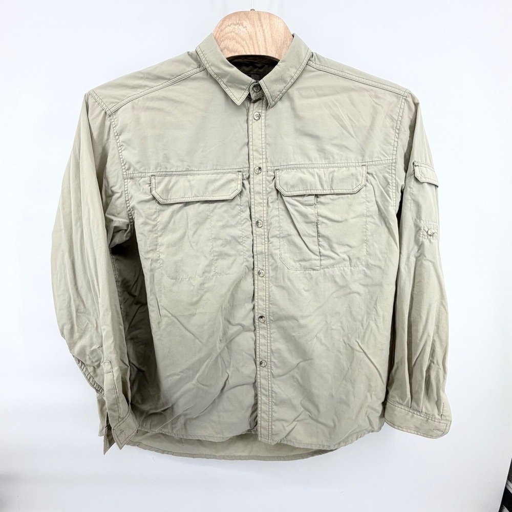 REI Co-op Sahara Mens XL Tan Nylon Long Sleeve Hiking Fishing Vented UPF 50